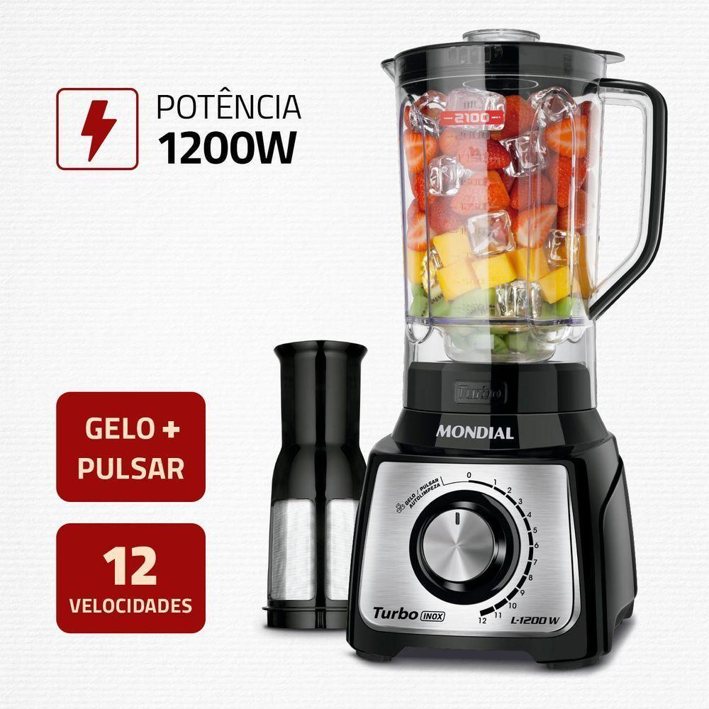 Liquidificador Mondial Turbo Black L-1200 Bi Liquidificador-127v-preto/inox - 2