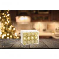 Kit 30 Mini Bolas Natal Dourada Glitter, Fosca, Lisa 3cm - 2