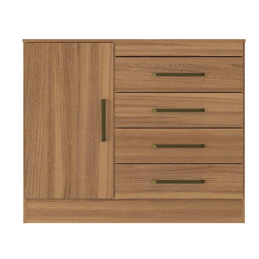 Cômoda Montevidéu 4 Gavetas E 1 Porta 4290K Demóbile Amêndoa - 3