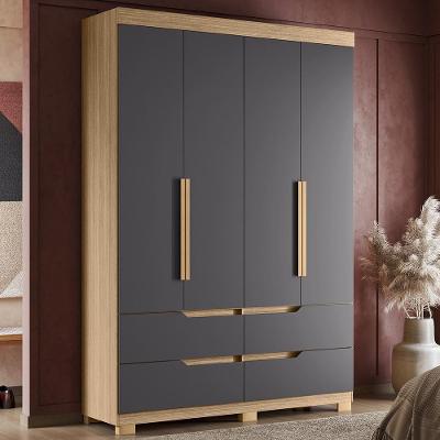 Guarda Roupa Doble Quarto Com 4 Portas E 4 Gavetas Nature/titanium Nature/titanium