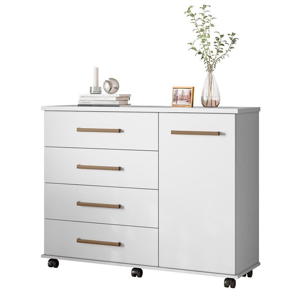 Cômoda Flora 4 Gavetas E 1 Porta 4130 Demóbile Branco - 3