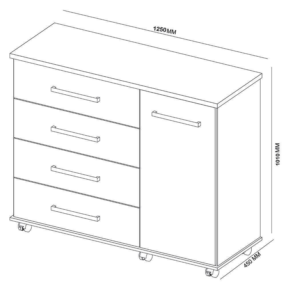 Cômoda Flora 4 Gavetas E 1 Porta 4130 Demóbile Branco - 4