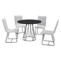 Conjunto Sala De Jantar Rubi Preto Com 4 Cadeiras Estrutura Metal Preto - 1