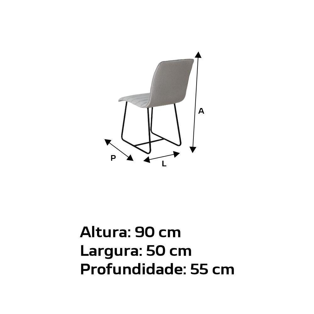 Conjunto 2 Cadeiras Cristal Sala De Jantar Em Linho Cinza E Metal Preto - 2