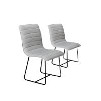 Conjunto 2 Cadeiras Cristal Sala De Jantar Em Linho Cinza E Metal Preto - 1