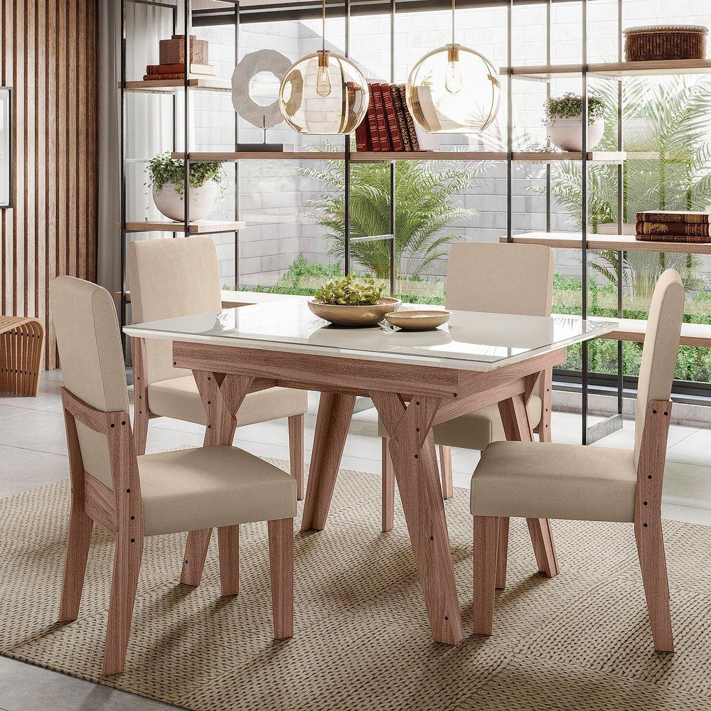 Conjunto Sala De Jantar 1,10 Com 4 Cadeiras Amêndoa 74B - 2