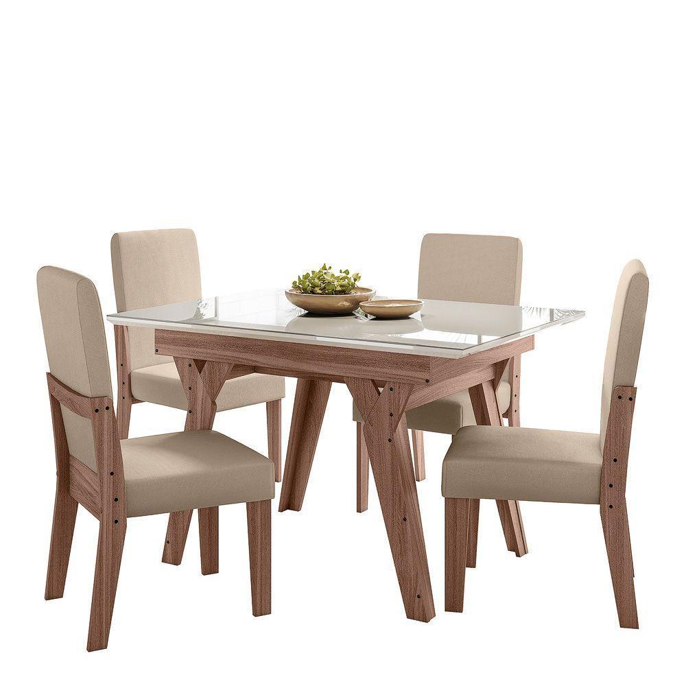 Conjunto Sala De Jantar 1,10 Com 4 Cadeiras Amêndoa 74B - 5