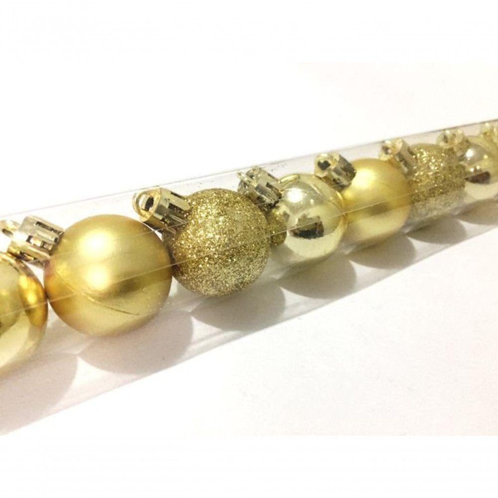 Kit 60 Mini Bolas Natal Dourada Glitter, Fosca, Lisa 3cm - 4