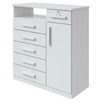 Cômoda Da Vinci 6 Gavetas E 1 Porta Lopas Branco - 1