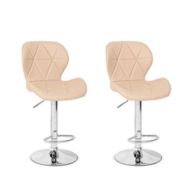 Conjunto 02 Banquetas Slim Couro Pu Regulagem de Altura Nude