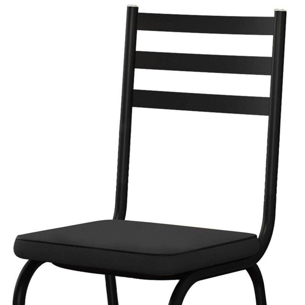 Mesa 4 Cadeiras Malva Tampo Vidro 75cm Preto - 2
