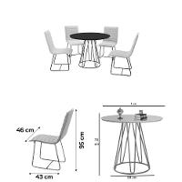 Conjunto Sala De Jantar Rubi Off White Com 4 Cadeiras Estrutura Metal Preto - 2