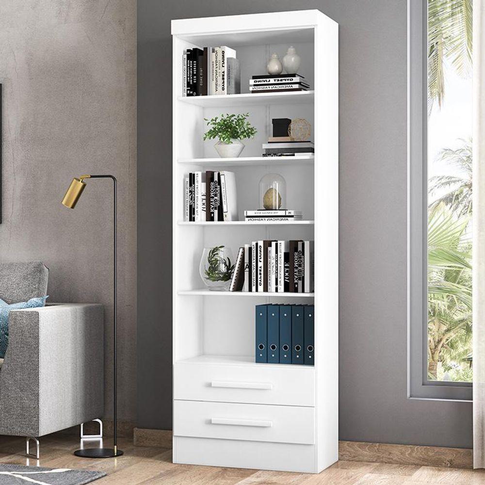 Livreiro 3420 Com 2 Gavetas E 5 Prateleiras Branco Branco - 1
