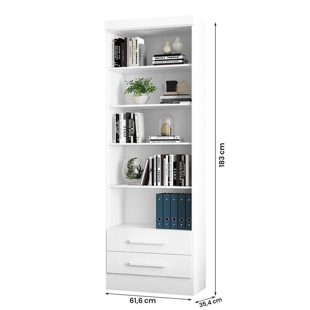 Livreiro 3420 Com 2 Gavetas E 5 Prateleiras Branco Branco - 2