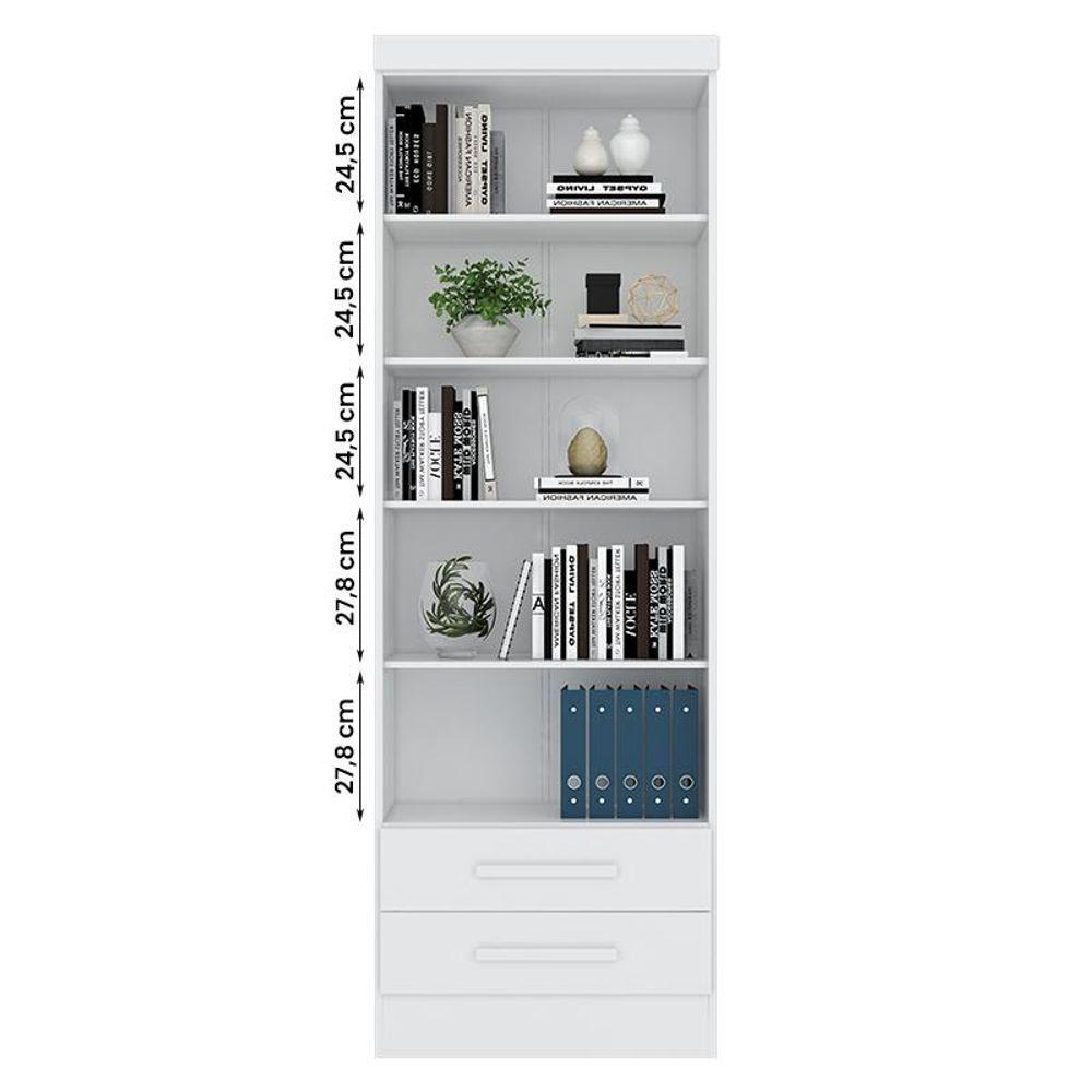 Livreiro 3420 Com 2 Gavetas E 5 Prateleiras Branco Branco - 3