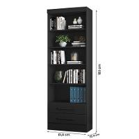 Livreiro 3420 Com 2 Gavetas E 5 Prateleiras Preto Fosco Preto Fosco - 2