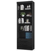Livreiro 3420 Com 2 Gavetas E 5 Prateleiras Preto Fosco Preto Fosco - 4