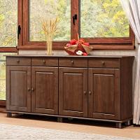 Balcão Buffet Sala De Jantar Rústico 168cm 4 Portas 4 Gavetas Rubia F07 Café - Mpozenato - 4