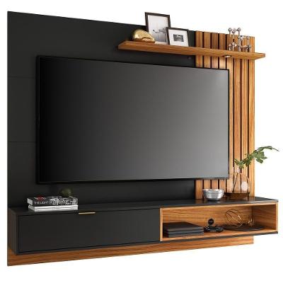 Painel Para Tv Até 65" 180cm Ripado Palmas C05 Preto/Milano