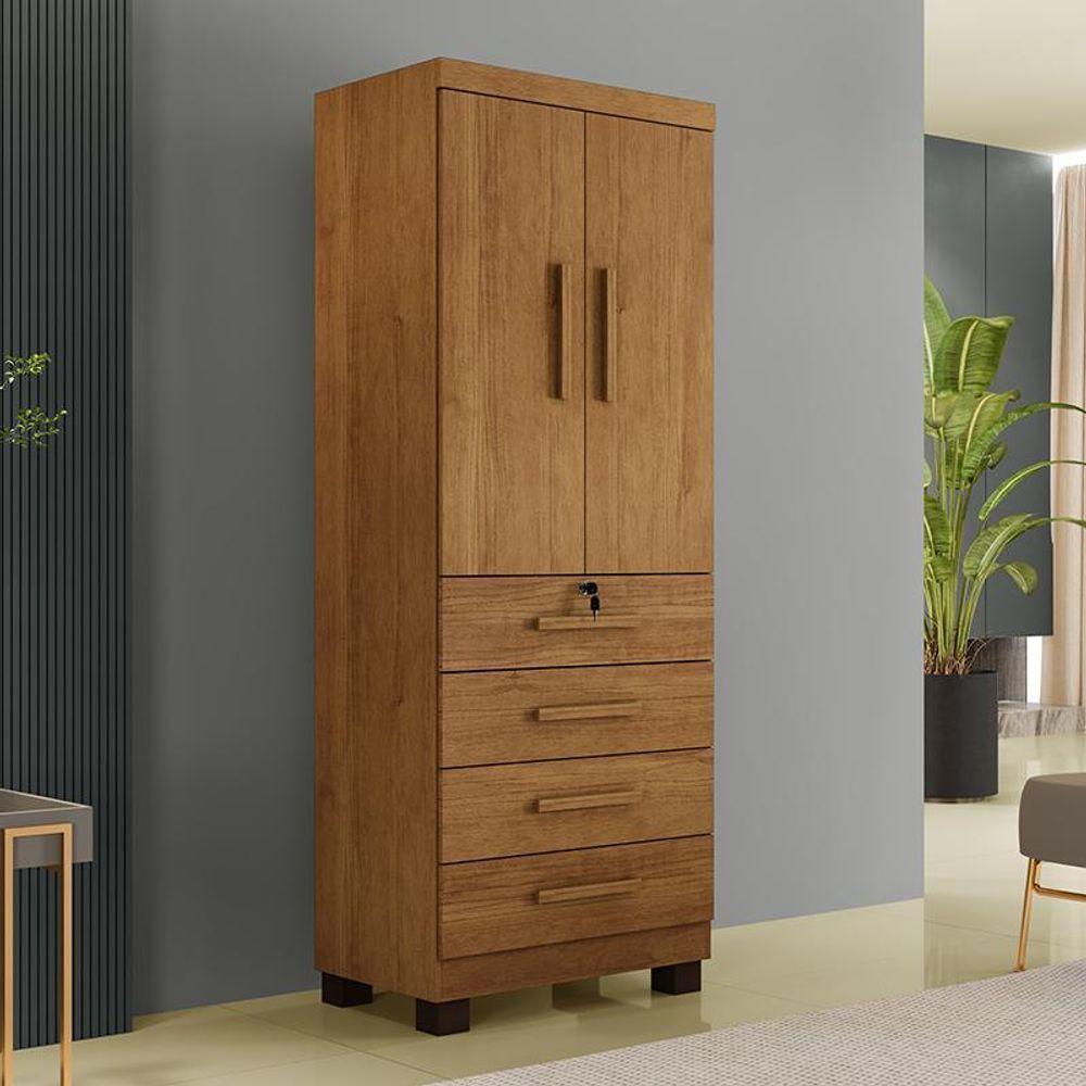 Guarda Roupa New Maia Quarto Com 4 Gavetas E 2 Portas Cinamomo Cinamomo - 2