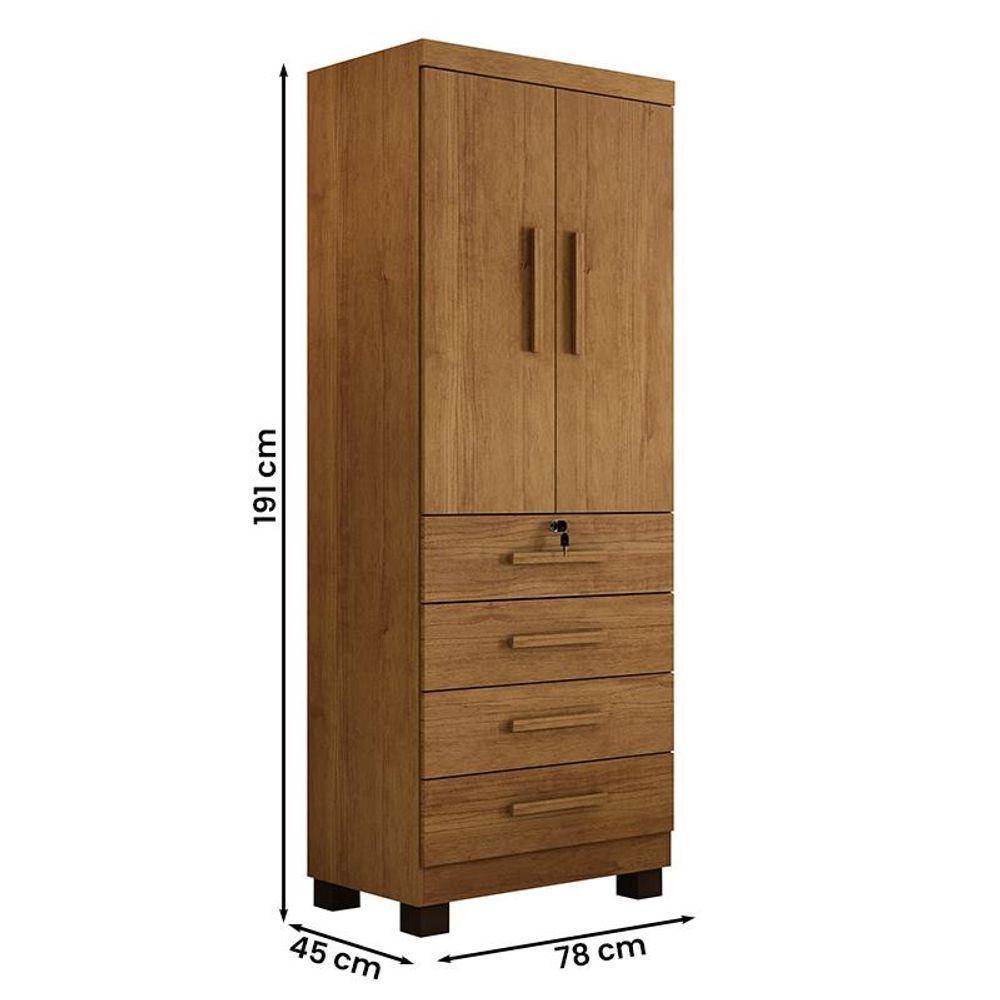 Guarda Roupa New Maia Quarto Com 4 Gavetas E 2 Portas Cinamomo Cinamomo - 3