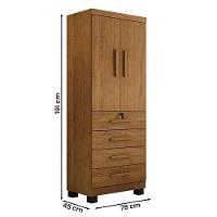 Guarda Roupa New Maia Quarto Com 4 Gavetas E 2 Portas Cinamomo Cinamomo - 3