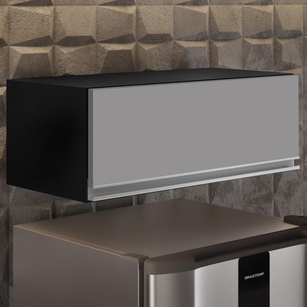 Armário Aéreo De Cozinha Para Geladeira 70cm Texas Preto/cinza - Lumil Móveis - 2