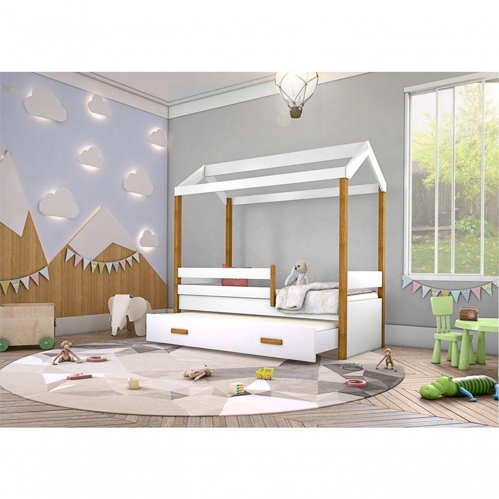 Cama Montessori Cabana Com Auxiliar E Colchão - 1