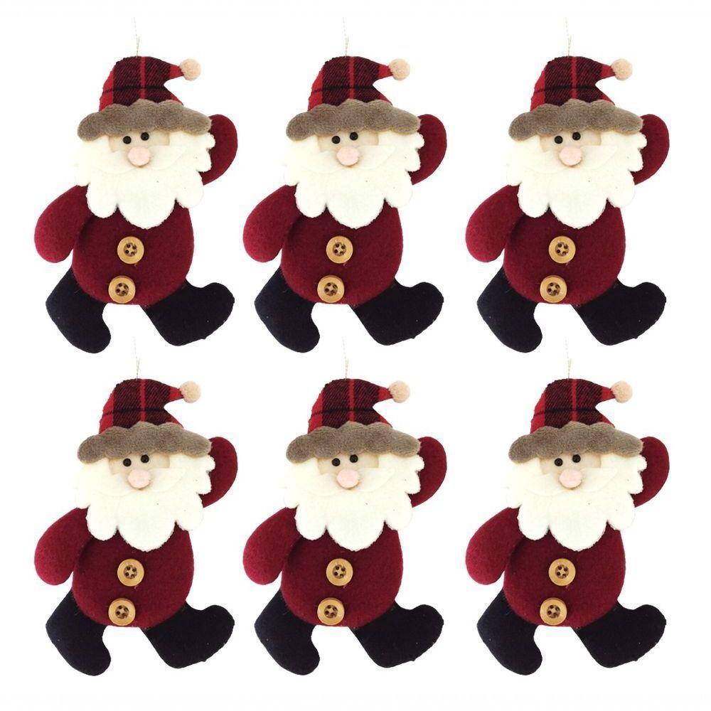 Kit Enfeite árvore 6 Pç Papai Noel Pendente Vinho 16cm - 2