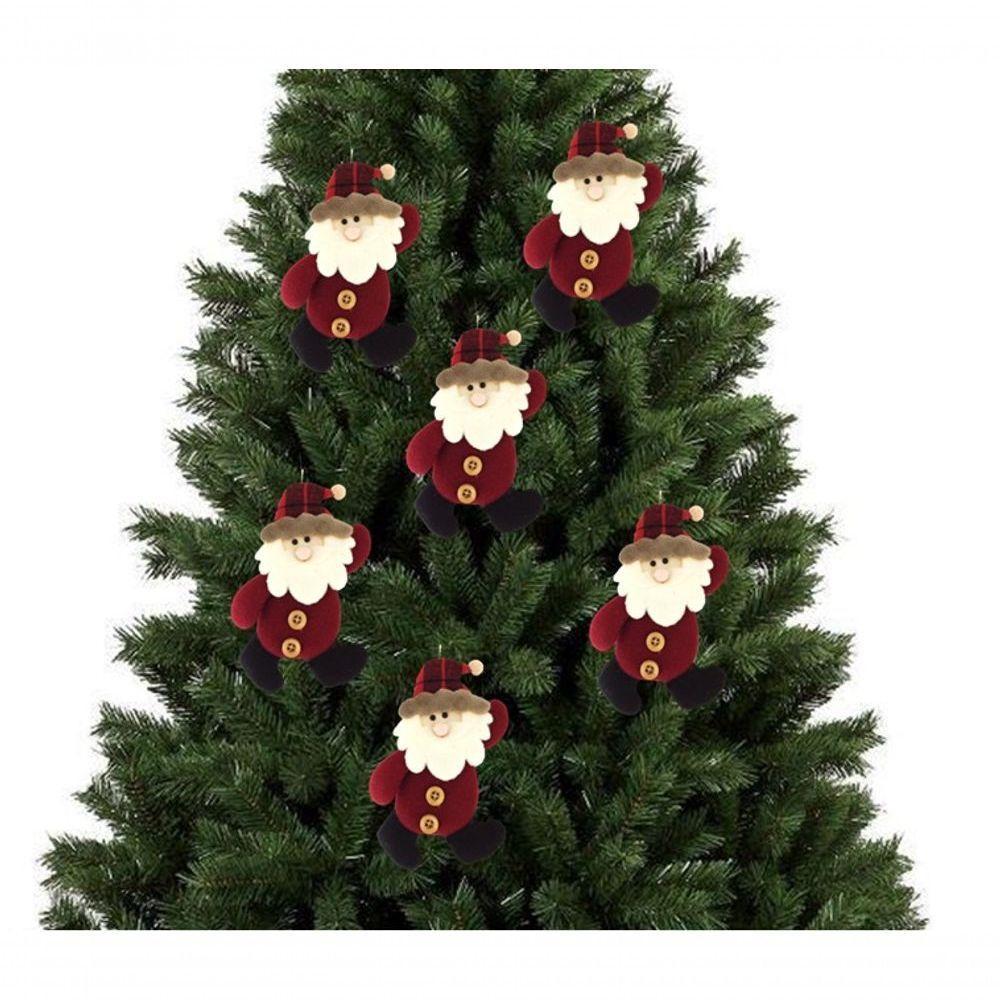Kit Enfeite árvore 6 Pç Papai Noel Pendente Vinho 16cm - 3