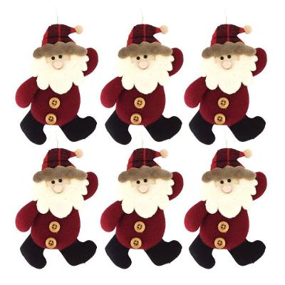 Kit Enfeite árvore 6 Pç Papai Noel Pendente Vinho 16cm