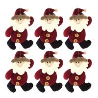 Kit Enfeite árvore 6 Pç Papai Noel Pendente Vinho 16cm - 1