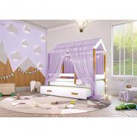 Cama Montessori Com Auxiliar Bola Led Colchão E Dossel Lilás - 2