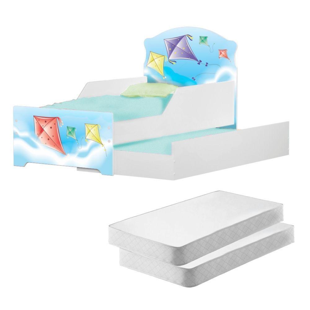 Mini Cama Infantil Com Auxiliar Pipa No Céu Com Colchões - 1