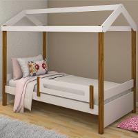 Cama Montessori Cabana Solteiro Branco E Mel Com Colchão - 1