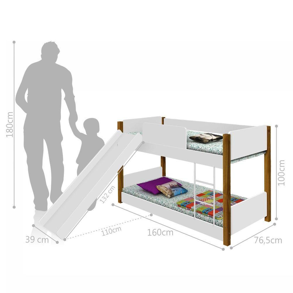 Beliche Mini Cama Branca E Mel Com Escorregador E Colchões - 2