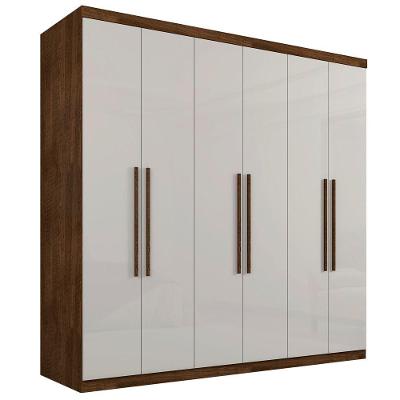 Guarda Roupa Casal Singapura 6 Portas de Bater 4 Gavetas Malbec Off White MDF