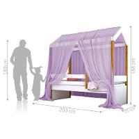 Cama Montessori Cabana Solteiro Com Colchão E Dossel Lilás - 3