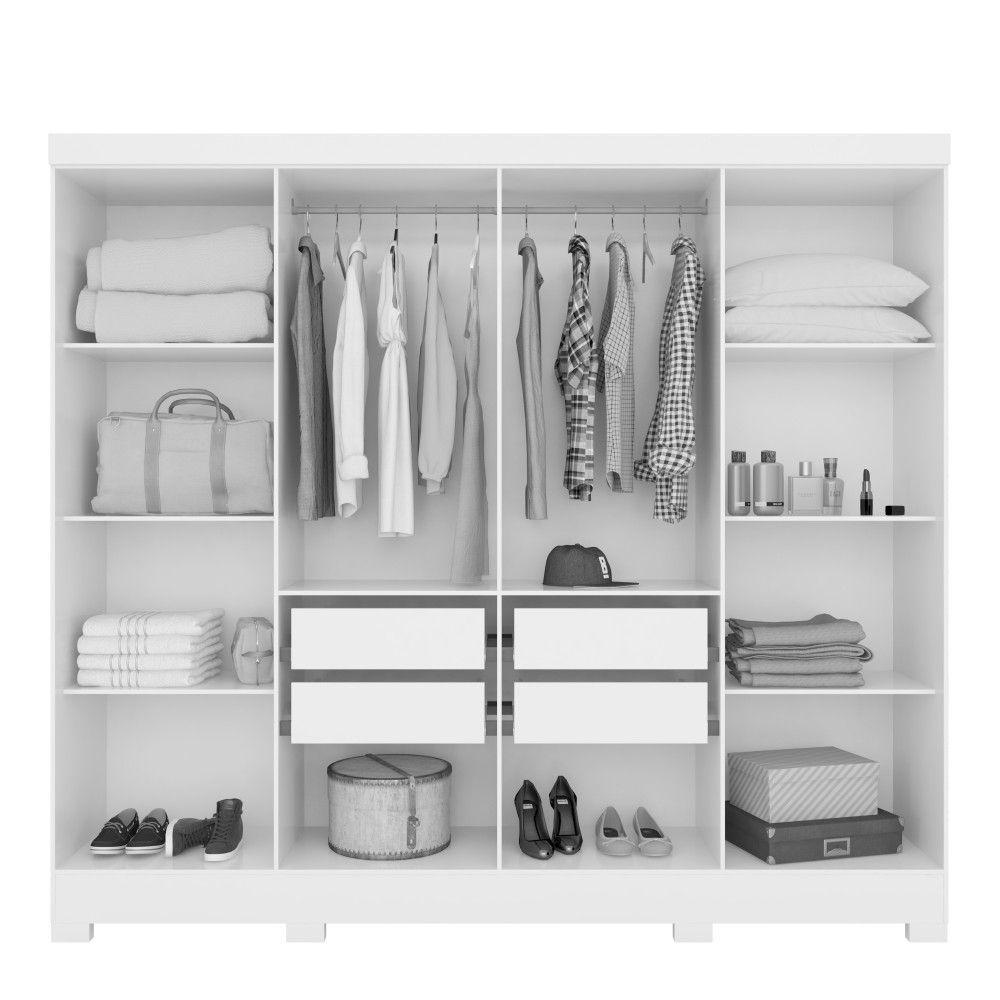 Roupeiro 8 Portas Gordon Castanho Wood Baunilha Com Espelho - 3