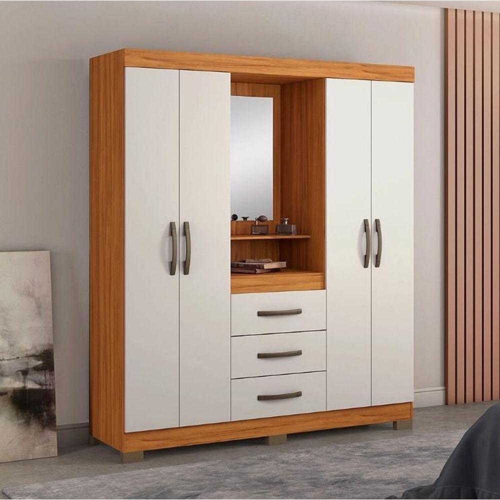 Guarda-roupa Capelinha 4 Portas E 3 Gavetas Friejó Com Off White Nt5015 Notável Móveis Freijó/off White - 2