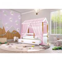 Cama Montessori Com Auxiliar Bola Led Colchão E Dossel Rosa - 2