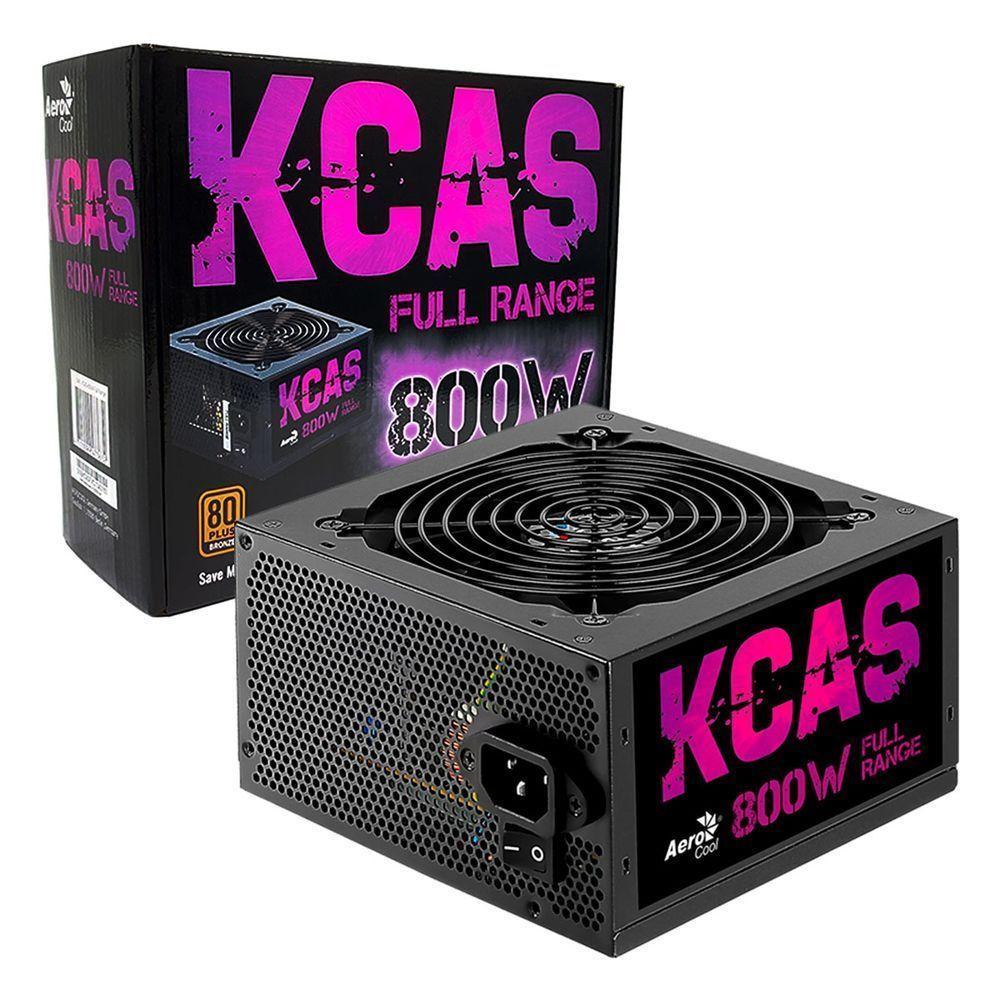 Fonte Gamer Atx Aerocool Kcas 800w, 80 Plus Bronze, Pfc Ativo - 1