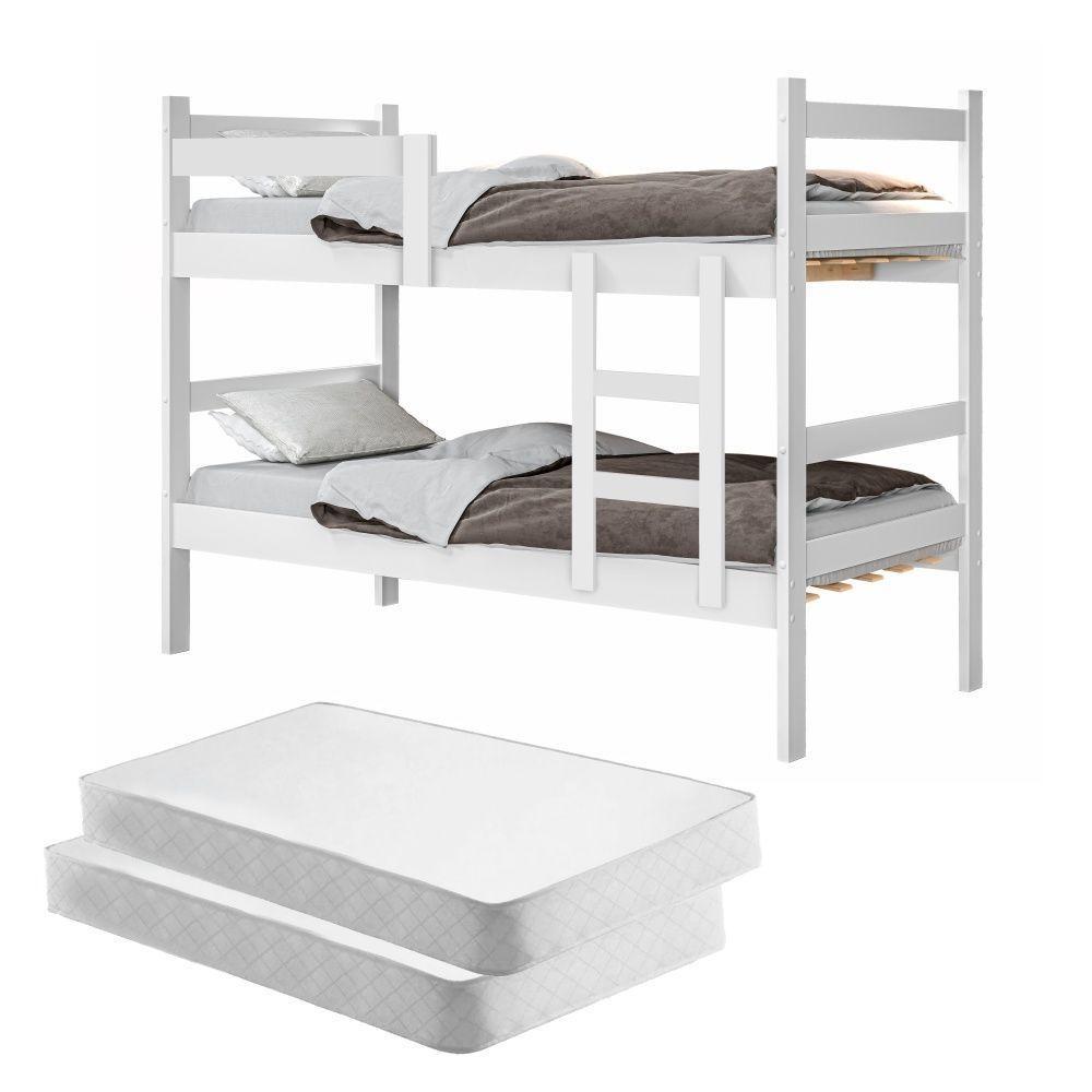 Beliche Infantil Lorena Branco Com Colchões - 1