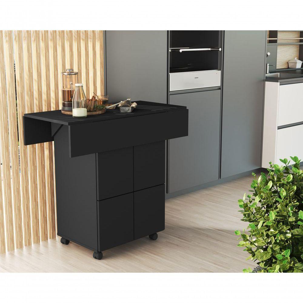 Mesa Retrátil Ana Com Banquetas Preto - 2