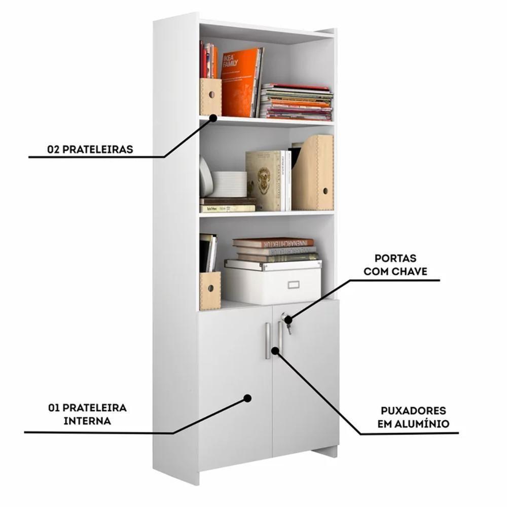 Conjunto Escritório 2 Peças Com Mesa De Canto Em L E Armário - 3