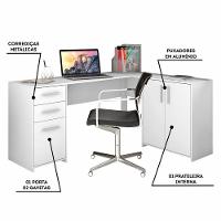 Conjunto Escritório 2 Peças Com Mesa De Canto Em L E Armário - 4