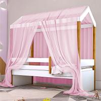 Cama Montessori Cabana Solteiro Com Dossel Rosa - 4