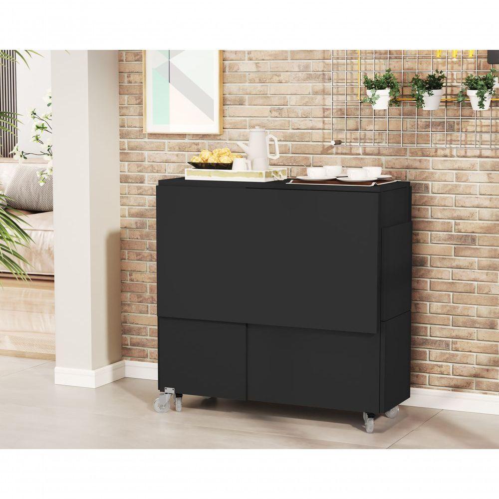 Mesa Retrátil Com Banquetas Preto - 2