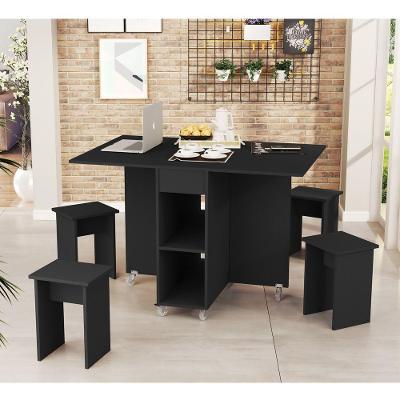 Mesa Retrátil Com Banquetas Preto