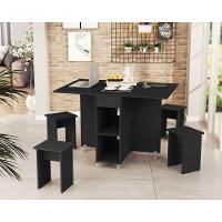 Mesa Retrátil Com Banquetas Preto - 3